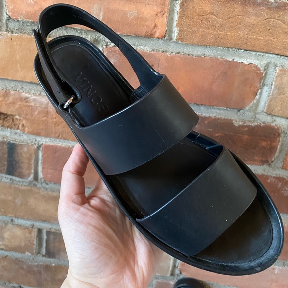 VINCE Marrett Platform Leather Sandals black size 6 - Picture 6 of 14